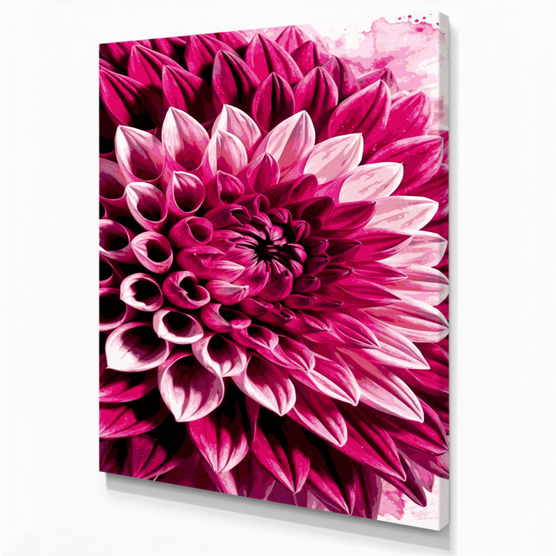 «Watercolor Botanical 8», art mural sur toile rose, H 11 po x l 14 po