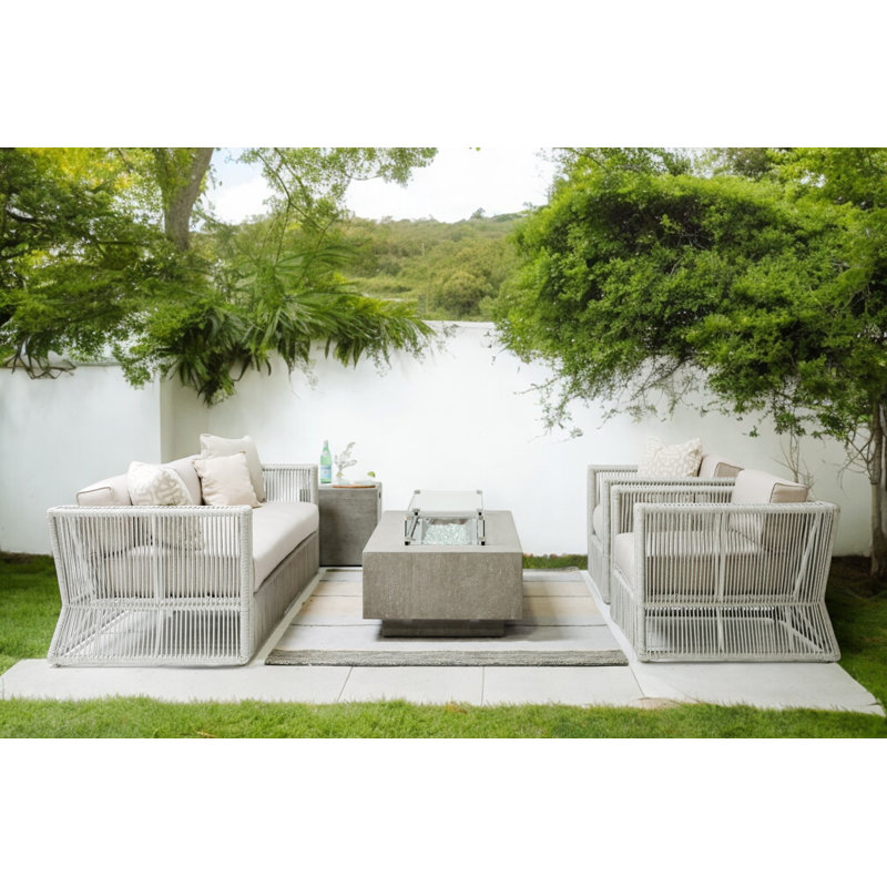 Rectangle Concrete Smokeless Fire Pit Table, 17" H x 60" W x 30" D