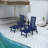 3-Piece Oversized Chaise Lounge Chair Set With Wood Texture, Navy Blue, 5 Adjustable Positions, And Wheels For All-Weather Outdoor Relaxation-1040631147