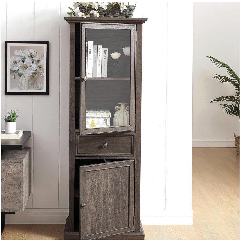 Armoire de rangement haute, armoire autoportante avec porte en verre et tablettes, armoire de buffet, armoire avec tiroir pour le salon, la cuisine, la salle à manger, le bureau,