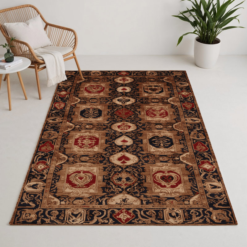 Tapis d'intérieur et d'extérieur brun français, Rectangle 5 pi x 7 pi