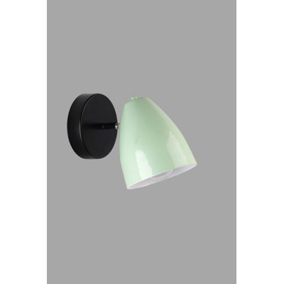 Stylish Wall Lamp, Mint & Black, Metal Body, 4.9 x 5.5 x 5.5 inches | Base Plate Ø4.7 x 1.2 inches | E27 Socket, Max 40W (Bulb Not Included) | Modern Decor, IP20 Rated, Perfect for Living Room & Bedroom Ambiance