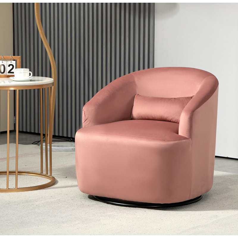 Fauteuil pivotant à 360 degrés Barrel Design, Velours rose