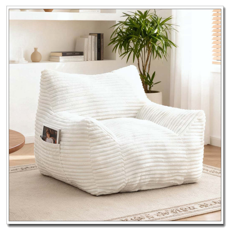 Bean Bag Chair, Oversized Comfy Beanbag, White