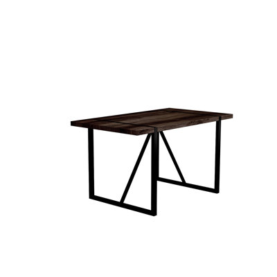 Table de salle à manger de 55 po Mid-Century avec plateau en noyer et pieds en métal noir, pour 4 à 6 personnes, moderne pour la cuisine et le salon, couleur rectangulaire, pour 4 à 6 personnes, style rustique, convient