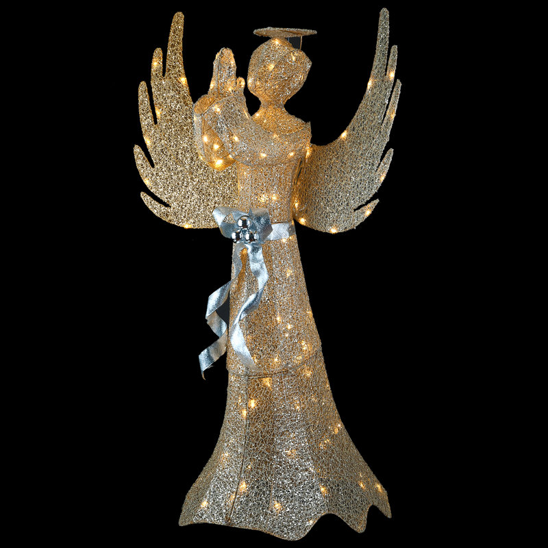 Le Holiday Aisle® 53 po Ange priant champagne doré avec lumières DEL