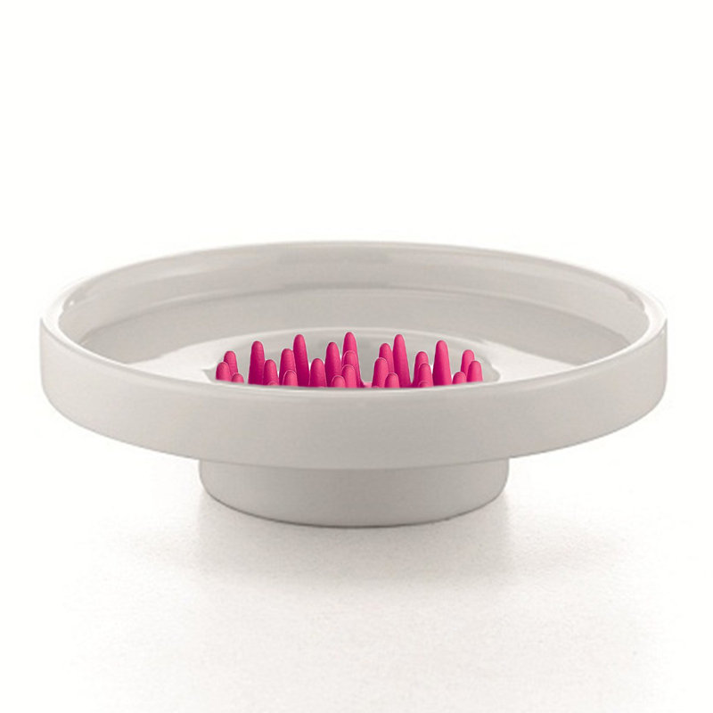 Plat à savon saon Complements, Blanc / fuchsia
