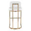 Tabouret de bar à hauteur fixe en métal doré et similicuir blanc - ensemble de 2
