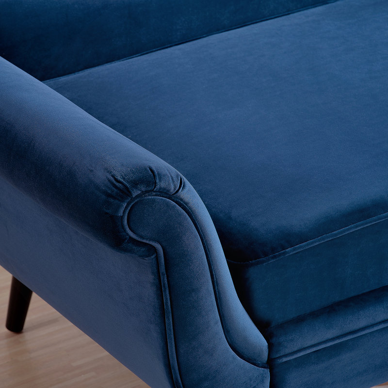 Chaise longue avec accoudoirs à volutes, Bleu