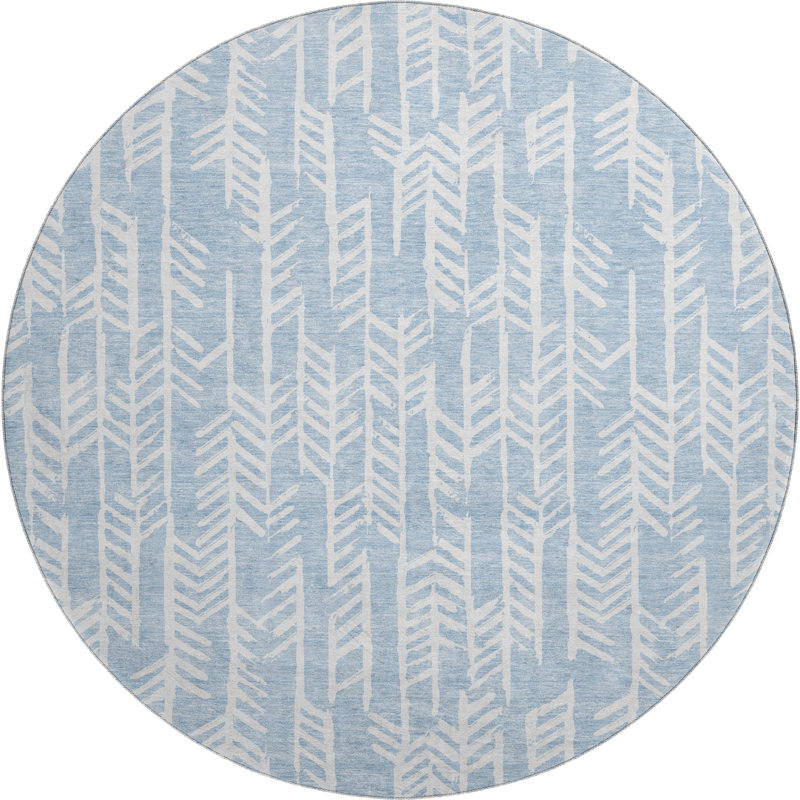 Premium Machine Washable Prisco Sky Rug, Round 8'
