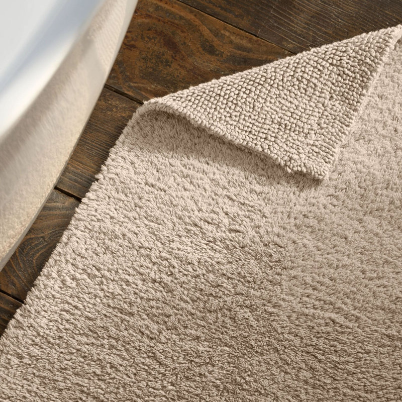 Reversible 100% Cotton Rectangle Bath Rug, Stone