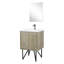 24 po Meuble-lavabo large et rustique, comptoir en quartz blanc, robinet en métal et miroir à 18 teintes-580262189