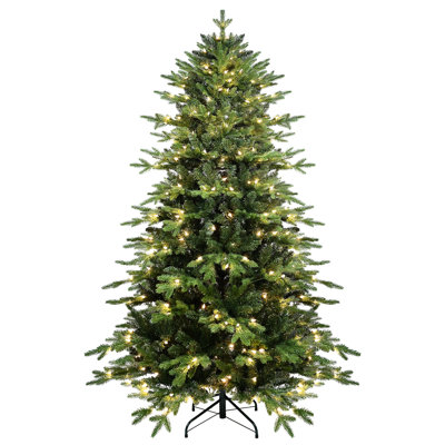 7.5ft Christmas Tree With Lifelike +pe , 450 Warm White Ul Lights, And Hinged Branch Assembly For Festive Atmosphere 2856 Tips, Design, Metal Stand, Realistic Decor