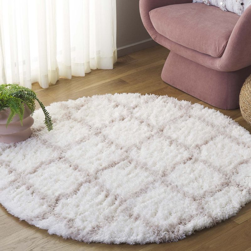 Natosha Shag Performance Geometric Rug, Round 4'