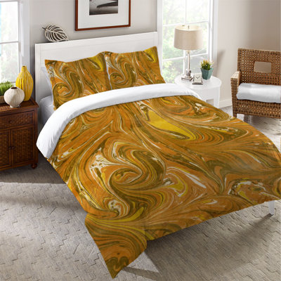 Housse de couette abstraite en marbre ocre