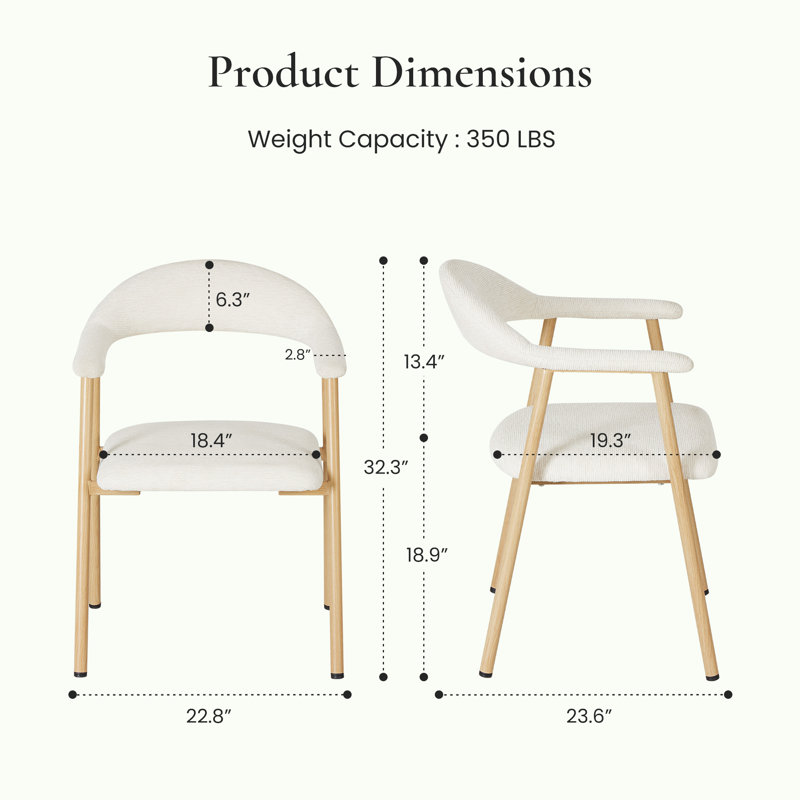 Modern Upholstered Kitchen Dining Chairs, Beige, 4