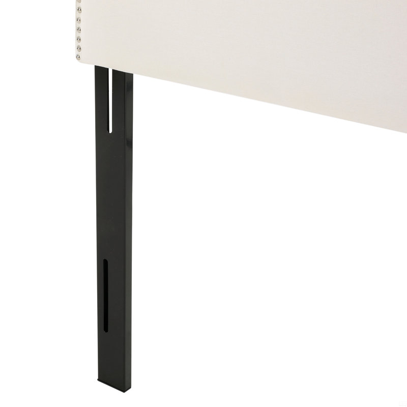 Tête de lit tapissier de grande taille, tête de lit en bois massif avec pieds en métal durables, tête de lit à hauteur réglable avec garniture cloutée dans la chambre à coucher