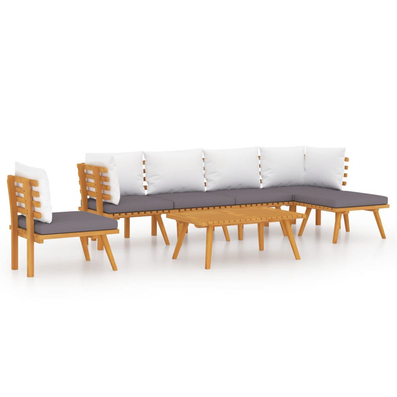 Chaise longue avec coussins 4 pièces Damita, 7 pièces: 2 en coin, 3 au milieu, repose-pieds, t