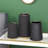 Porcelain Ceramic Ribbed Black Decorative Vase with Gold accents-1215146359