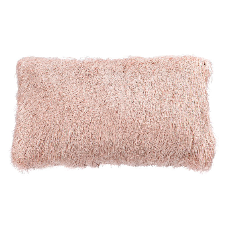 Fiesta Shag Throw Pillow, 14" x 24", Blush