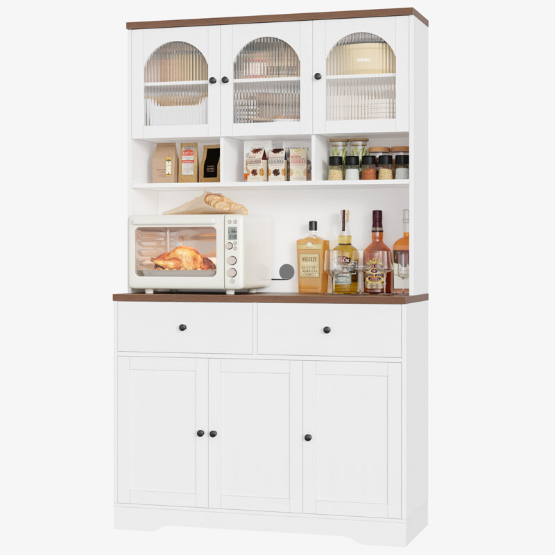 Kenilworth 70.9"H Stand Alone Kitchen Pantry: High-Quality Wood with Microwave Shelf & Drawers, White