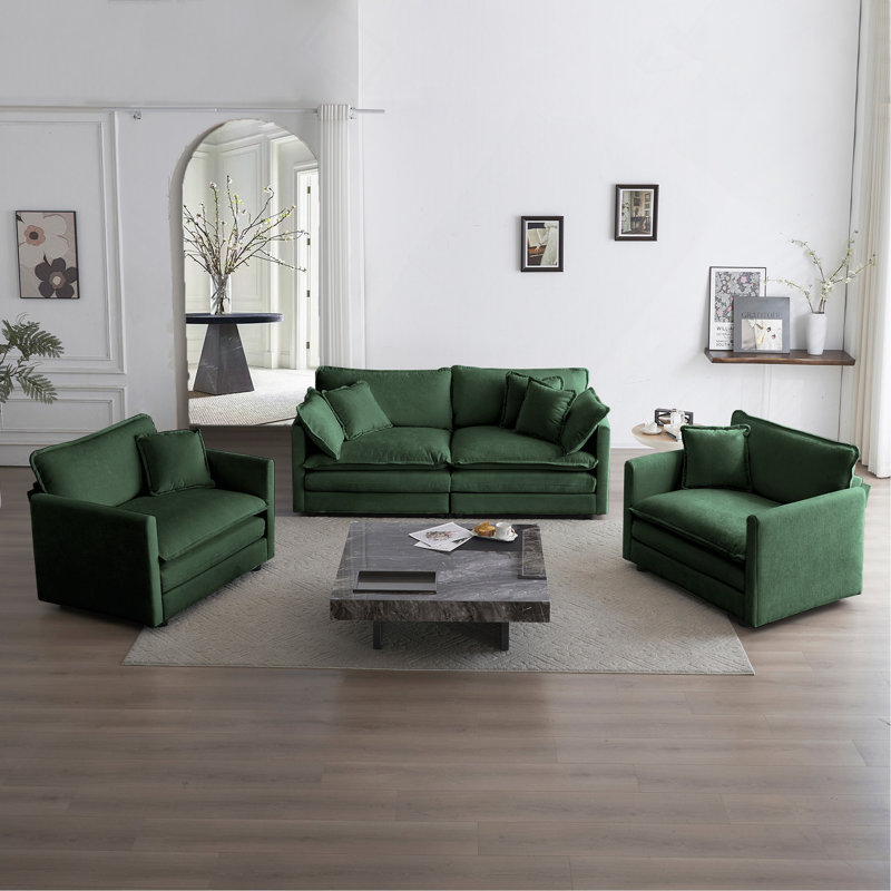 Ensemble de canapé 3 pièces avec accoudoirs et coussins décoratifs