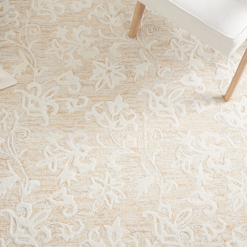 Metro Hand Tufted Wool And Cotton With Latex Floral Rug, Square 6'