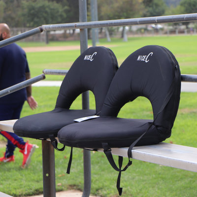 Stadium Seats with 10-Position Recline, Waterproof Cushion, Extra Padding & Shoulder Strap (2 Pack, Black) by MUKE