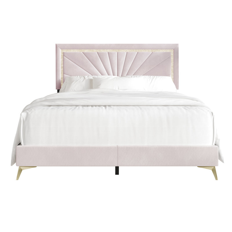 Soufian Upholstered Standard Bed, Light Pink, Queen