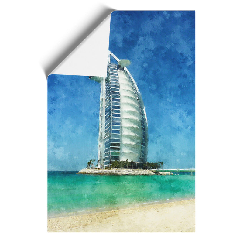 The Burj Al Arab in Dubai Painting - Frameless Print, 30cm H x 21cm W x 0.1cm D