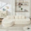 Canapés incurvés de 110,2 po x 62 po pour le salon, canapé modulaire incurvé avec 5 coussins, canapé en forme de L avec siège profond, mousse à mémoire de haute densité, aucun assemblage requis, (BLANC)