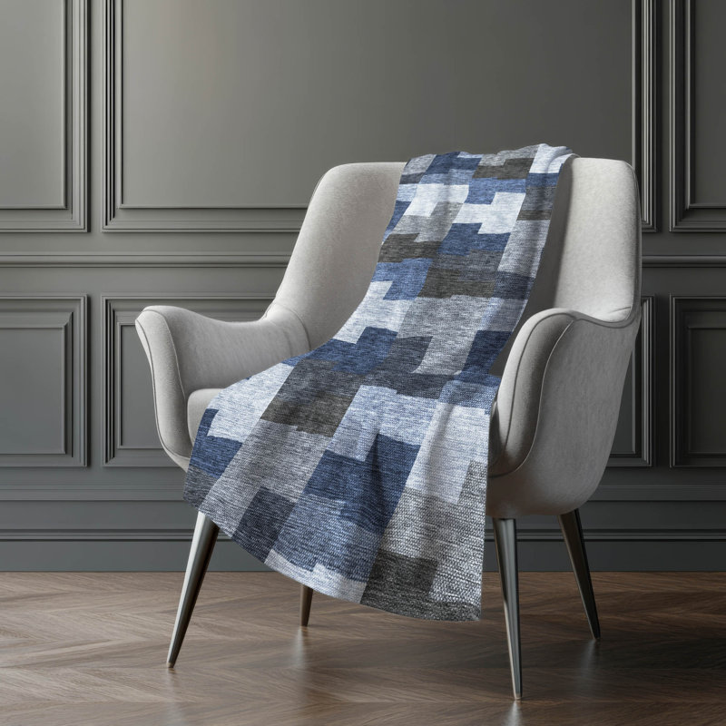 Jeté en sherpa Addison, Bleu géométrique 2