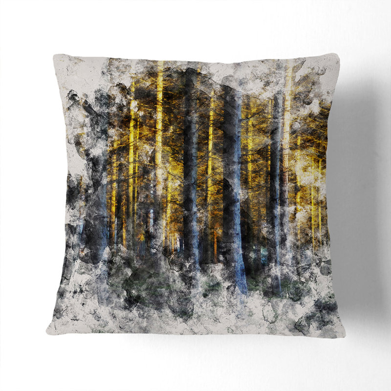 Sunlight Forest Vol.4 Watercolour Square Throw Cushion, 40cm H x 40cm W x 15cm D, Stone