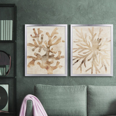 Parchment Coral I - ensemble de 2 reproductions d'art sur toile encadrées