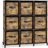 Cube Storage Organizer With Storage Boxes, Set Of 9-Cube Organizer, 9 Collapsible Non-Woven Fabric Bins, Customizable, Space-Saving, Bedroom