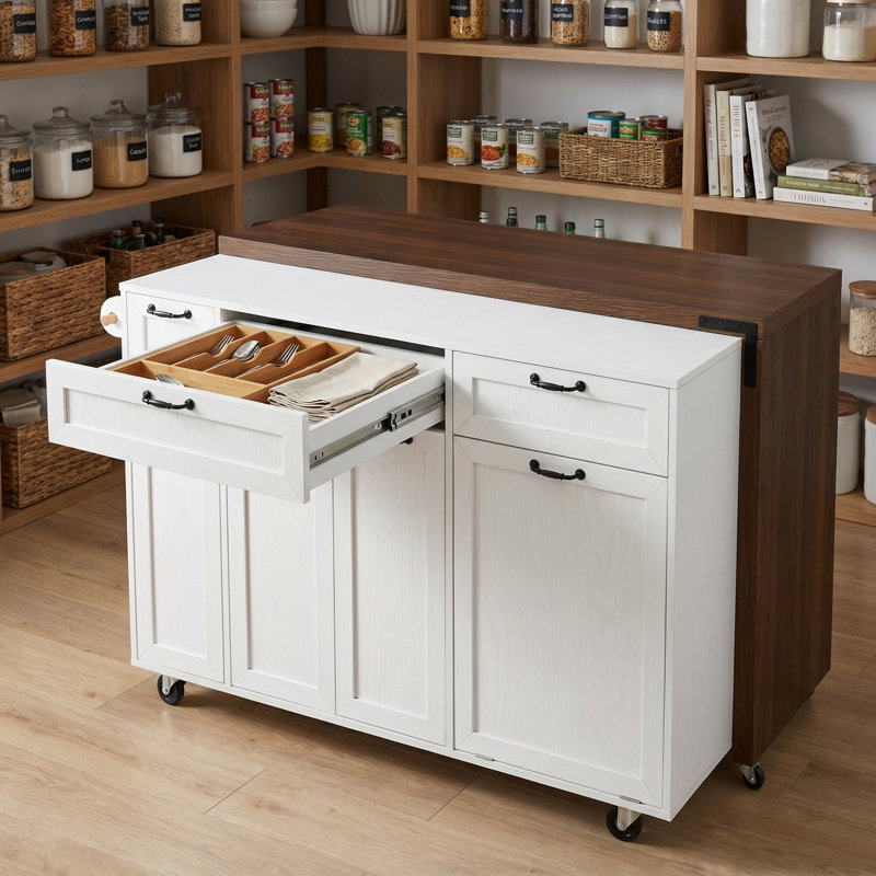 Farmhouse Kitchen Island, White