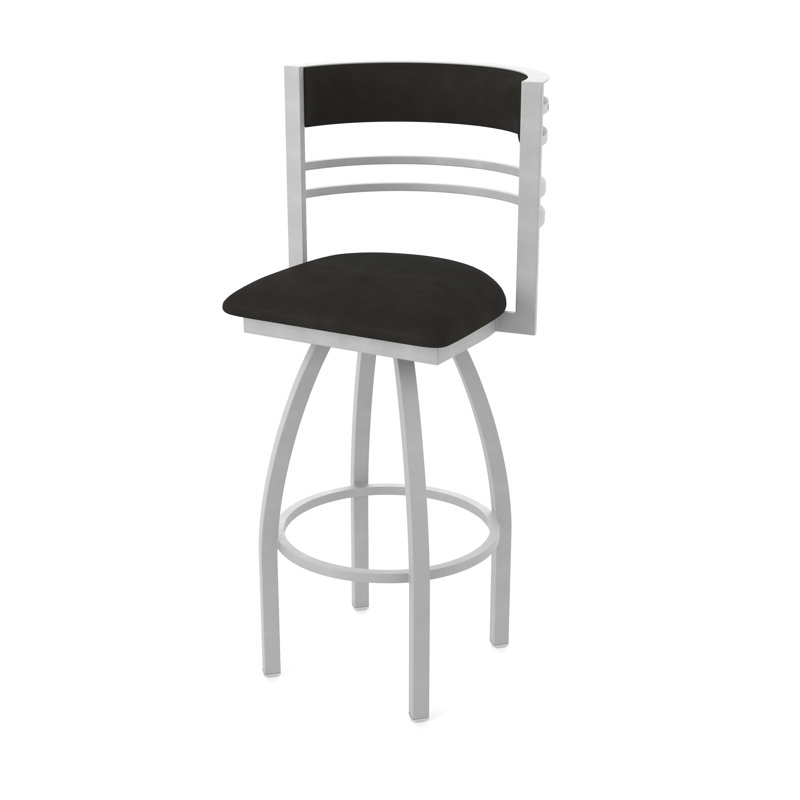 Hunter Swivel Stool, Nickel anodisé, Tabouret de bar (siège d'une hauteur de 36 po), Vinyle - Espresso Canter