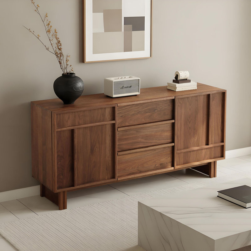 Buffet de rangement multifonctionnel en bois massif, H 33,07 po x l 70,86 po x P 17,32 po