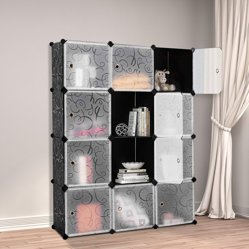 Bricolage organisateur de rangement portatif pour garde-robe à 12 cubes avec portes
