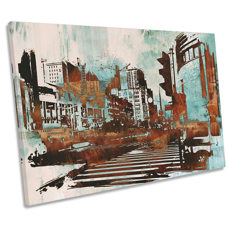 Urban City Grunge Street Framed - Wrapped Canvas Print, 81.3cm H x 121.9cm W x 4cm D