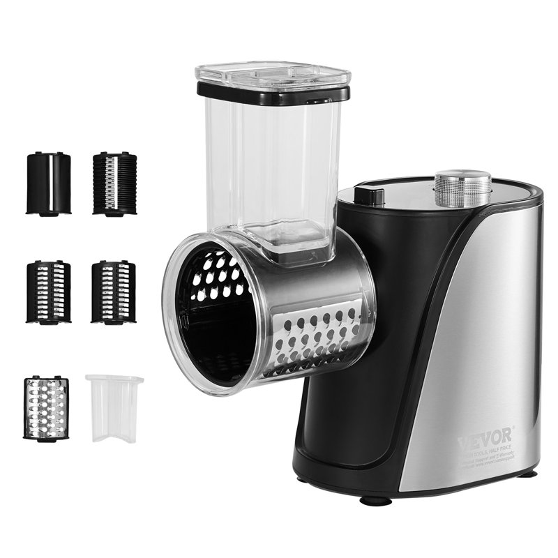 Stainless Steel 250W Electric Cheese and Vegetable Slicer with 5 Blades