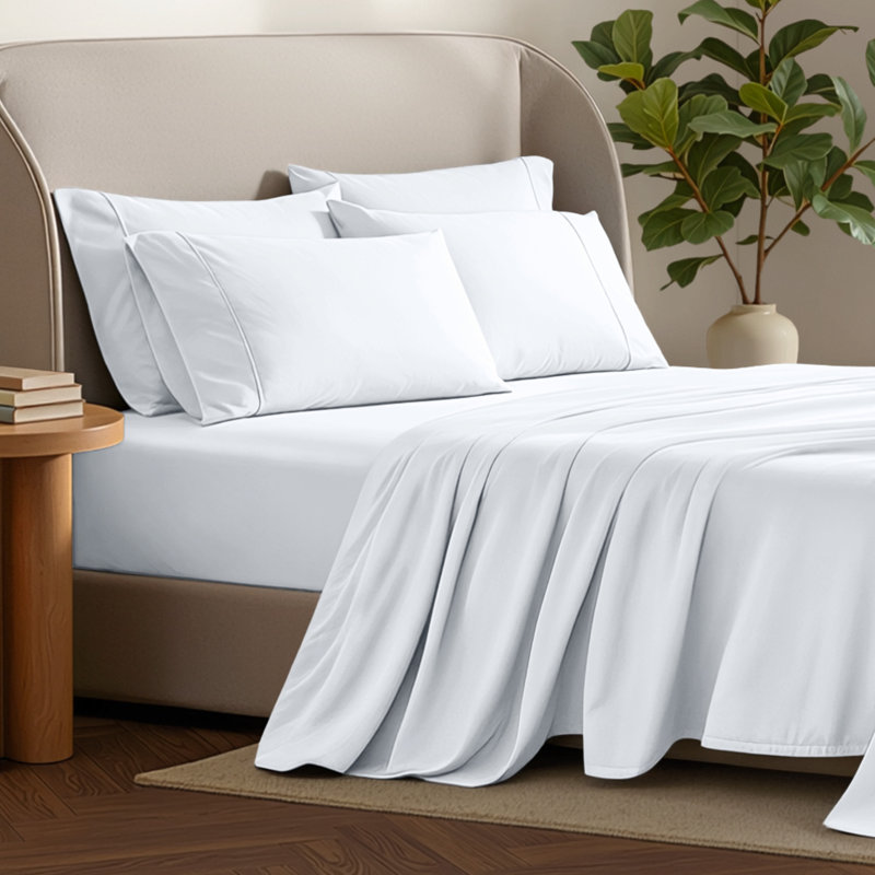 Microfiber Sheet Set with Bonus Pillowcase Set, White, Split California King