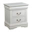 Table de chevet classique à 2 tiroirs avec poignées en nickel brossé, parfaite pour les chambres à coucher traditionnelles et modernes.-2145382656