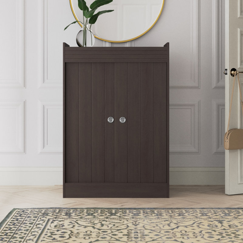 Saral 18 Pair Shoe Storage Cabinet in Espresso Finished Wood, 45'' H X 30.7'' W X 15'' D
