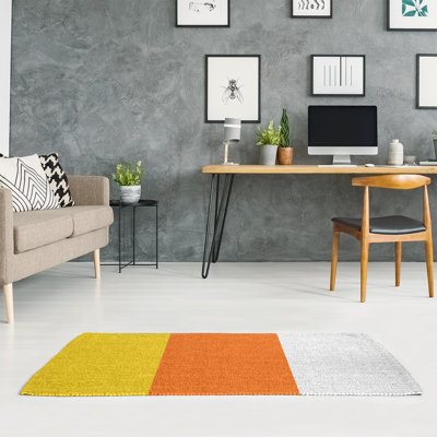 Tapis tissé à plat jaune/orange/blanc Miami