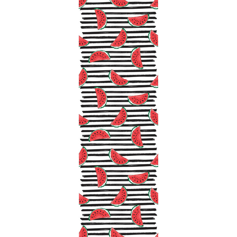 Fitzpatrick Removable Watermelon Seamless Striped 4.17' L x 25" W Peel and Stick Wallpaper Roll
