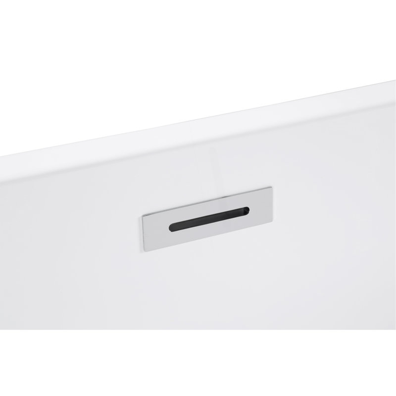 47" Acrylic Freestanding Bathtub With Seat: Spacious Rectangle Shape, Gloss White Finish, Chrome Overflow & Pop-Up Drain CUPC Certificate
