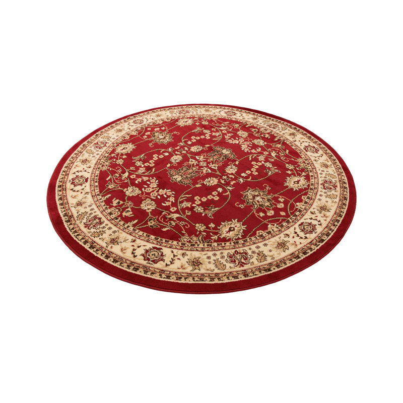Bhatari Oriental Burgundy Area Rug, Round 7'1", Burgundy