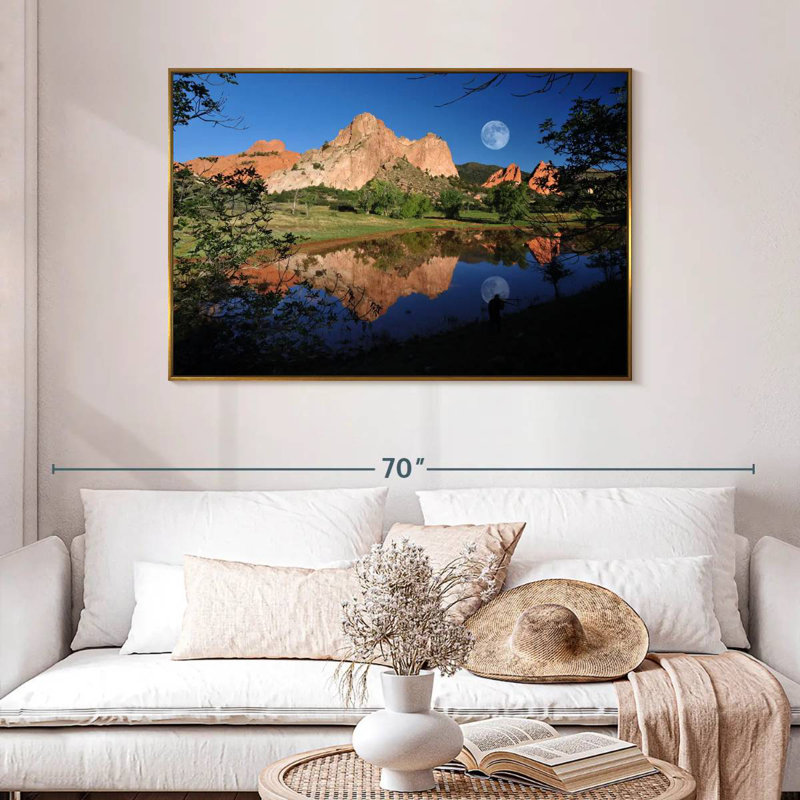 Jardin du lac des Dieux, 46 po x 31 po, Cadre flottant doré