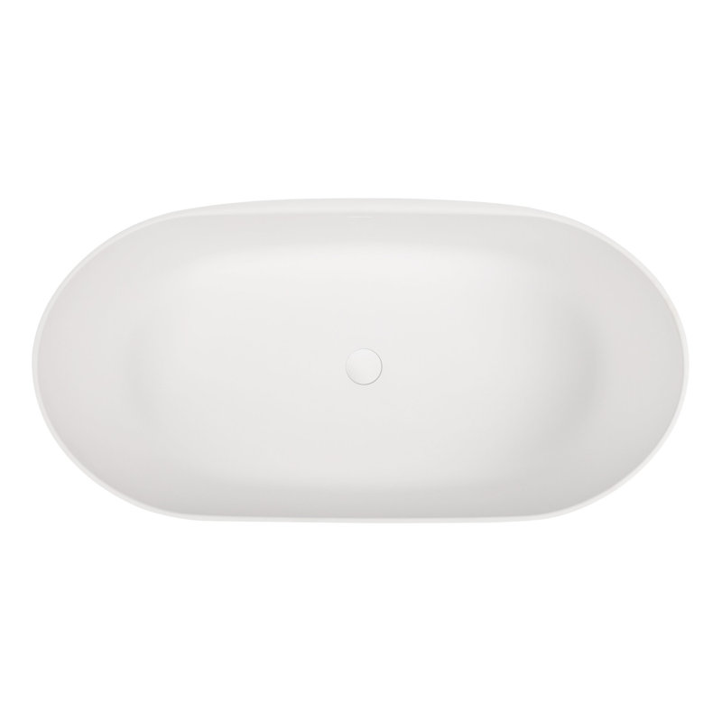 Catino 59" Solid Surface Soaking Freestanding Tub - Matte Black, Matte White Interior